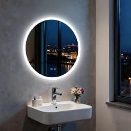 50/60/80CM LED Bathroom Mirror 3 Colors Brightness Anti-Fog Dimmable Shatter-Proof Backlit Vanity Mirror Aluminum Frame