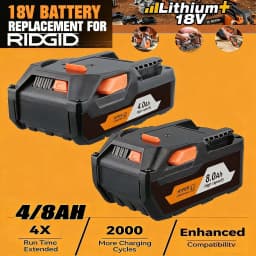 8.0Ah R840087 4.0Ah R840085 Replace for RIDGID 18V Li-on Battery Pin L1815R L1850R R840083 Compatible with Cordless Power Tools