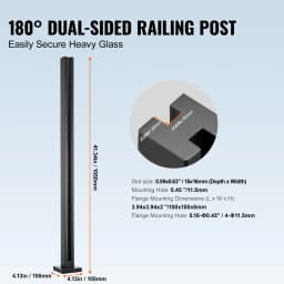 SucceBuy Glass Clamp 41.34 in Height Glass Railing Bracket for 0.39 "-0.47 " Thickness Tempered Glass, Stainless Steel Clamp