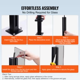 SucceBuy Glass Clamp 41.34 in Height Glass Railing Bracket for 0.39 "-0.47 " Thickness Tempered Glass, Stainless Steel Clamp