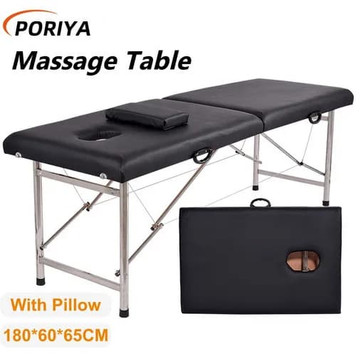 PORIYA Foldable Massage Table W/Pillow Beauty Therapy Aluminium Massage Bed 1.8M