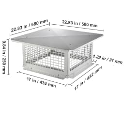 SucceBuy Chimney Cap 4Sizes 304Stainless Steel Fireplace Chimney Cover Not Easily Toppled Fits Mesh Flue Outside Cover Silver