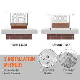SucceBuy Chimney Cap 4Sizes 304Stainless Steel Fireplace Chimney Cover Not Easily Toppled Fits Mesh Flue Outside Cover Silver