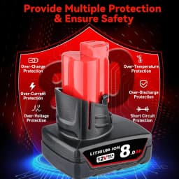 1/2/4Pcs M12 8.0Ah Replace for Milwaukee 12V Battery Pin Compatible with Cordless Power Tool 48-11-2440 48-11-2412 48-11-2450