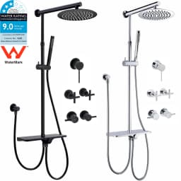 **Sydney Stock** KYLINS 2 In 1 Shower Set Round 8/10/12'' Rain Shower Head Sliding Rail Diverter DIY Matt Black WELS WaterMark