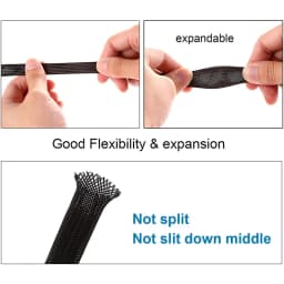 10M Black Insulated Braid Sleeving 4 - 30mm Tight PET Wire Cable Gland Protection Cable Sleeve Flame-Retardant Nylon Tube