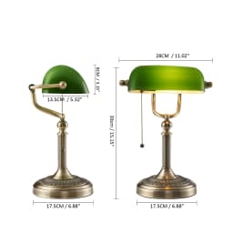 Desk Lamp Table Light Glass Banker’s Lamp Zipper Switch For Bedroom Home Stuy Restaurant Library Office Light Night Lamp