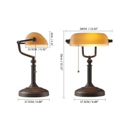 Desk Lamp Table Light Glass Banker’s Lamp Zipper Switch For Bedroom Home Stuy Restaurant Library Office Light Night Lamp