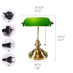 Desk Lamp Table Light Glass Banker’s Lamp Zipper Switch For Bedroom Home Stuy Restaurant Library Office Light Night Lamp