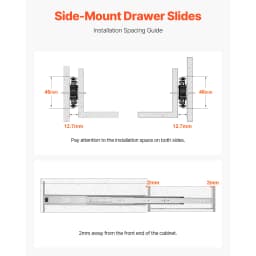 SucceBuy Drawer Slides 10 Pairs Full Extension Ball Bearing Cabinet Rails 100LB Load Capacity Heavy Duty Side Mount for Kitchen