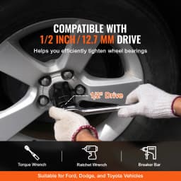 SucceBuy Wheel Bearing Locknut Socket Set 1/2 inch Drive 7 Piece SAE and Metric 6-Point Socket Vehicles Storage Case
