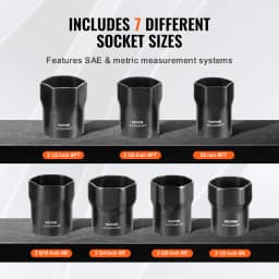 SucceBuy Wheel Bearing Locknut Socket Set 1/2 inch Drive 7 Piece SAE and Metric 6-Point Socket Vehicles Storage Case