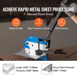 SucceBuy Manual Hand Plate Shear5"/8"/12"/32"for Metal Sheet Processing Benchtop Cutter Q235 Material for Thick Steel Crafting