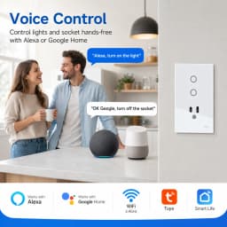 Melery AU Smart Tuya WiFi Light Switch Argentina Plug Australia Outlet Touch Glass Wall Socket Remote by Alexa & Google Home