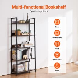 SucceBuy Metal Bookshelf 3-14-Tier Tall Industrial Bookshelf Vintage Display Storage Bookcase with Open Shelves to Home Office