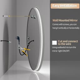 600x800mm LED Oval Anti-Fog Smart Touch Sensor Memory Function Wall Vanity Mirror Bathroom Backlit Front Lighted with 3 Colors
