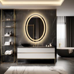 600x800mm LED Oval Anti-Fog Smart Touch Sensor Memory Function Wall Vanity Mirror Bathroom Backlit Front Lighted with 3 Colors
