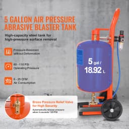 SucceBuy 5/10/20Gallon Sand Blaster 60-110PSI Portable Air Sandblaster Kit w/ Oil-Water Separator for Paint Stain Rust Removal