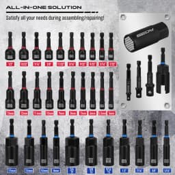 SEDY 80-Piece Premium Magnetic Impact Nut Driver Set Metric & SAE with Socket AdaptersBit Holder Wing Nut Driver