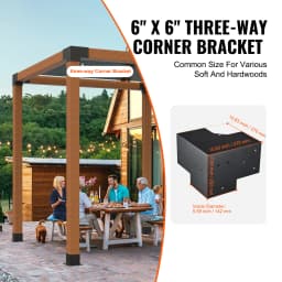 SucceBuy Pergola Bracket Kit 6inchx6inch 4pcs 3 Way Easy Installation to Gazebos Patio Pergolas Log Cabin Outdoor Hardware