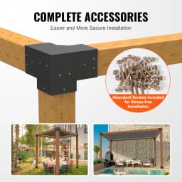 SucceBuy Pergola Bracket Kit 6inchx6inch 4pcs 3 Way Easy Installation to Gazebos Patio Pergolas Log Cabin Outdoor Hardware