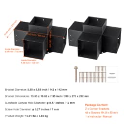 SucceBuy Pergola Bracket Kit 6inchx6inch 4pcs 3 Way Easy Installation to Gazebos Patio Pergolas Log Cabin Outdoor Hardware