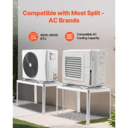 SucceBuy Mini Split Ground Stand Adjustable Anti-Vibration Mini Split Stand for 9000-36000 BTU Ductless AC Heat Pump Outdoor Use