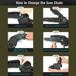 PORIYA 6" Mini Cordless Electric Chainsaw 2X Battery-Powered Wood Cutter Rechargeable