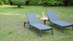 SucceBuy Chaise Lounge Chair Outdoor Aluminum Patio LoungeFolding Pool Lounge Recliner Full Flat to Patio Beach Pool Dark Grey