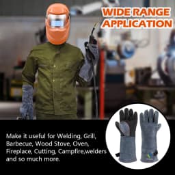 HITBOX 14/16inch Welding Gloves For Tig Mig Welder Works Barbecue Kitchen Stove Heat-resistant Thick Cow Split Leather Gloves