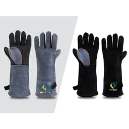 HITBOX 14/16inch Welding Gloves For Tig Mig Welder Works Barbecue Kitchen Stove Heat-resistant Thick Cow Split Leather Gloves