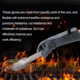 HITBOX 14/16inch Welding Gloves For Tig Mig Welder Works Barbecue Kitchen Stove Heat-resistant Thick Cow Split Leather Gloves