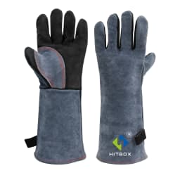 HITBOX 14/16inch Welding Gloves For Tig Mig Welder Works Barbecue Kitchen Stove Heat-resistant Thick Cow Split Leather Gloves