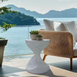 Lightweight Concrete Side Table: Modern Living Room Concrete Sofa Side End Table Bedside Accent Table for Indoor Kitchen, Outdoors Balcony, Patio