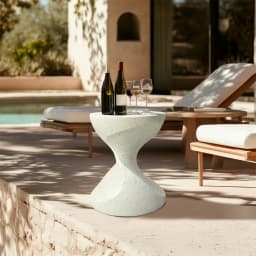 Lightweight Concrete Side Table: Modern Living Room Concrete Sofa Side End Table Bedside Accent Table for Indoor Kitchen, Outdoors Balcony, Patio