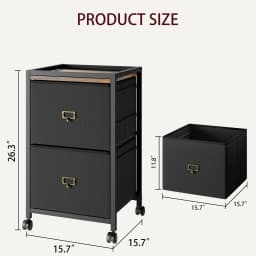 File Cabinet with 3 Drawer, Mobile Filing Cabinet for Home Office Fits Letter Size or A4, Fabric Vertical File Cabinet on Wheels