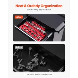 SucceBuy 3PCS Red Magnetic Socket Organizer Set 3/8'' 1/4'' 1/2'' SAE Socket Trays up to 68PCS Standard & Deep Sockets for Tools