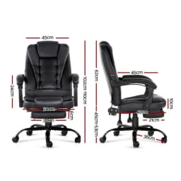 Ergonomic PU Leather Office Chair with Footrest Black Reclining Massage Chair