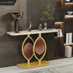 LUVODI Luxury Modern Marble Console Table Anti-Scratch Entryway Table for Living Room Bedroom Sofa Back Decor