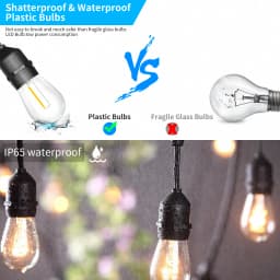 15LED 48FT Solar Festoon String Lights Wedding Party Lights WaterProof Outdoor