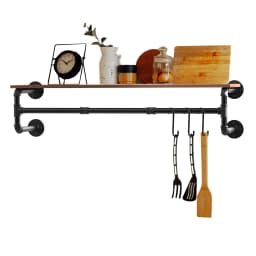 Wall Mounted Clothes Rail Industrial Pipe Hanging Rod Garment Rack Space Saving Closet Organizer for Home