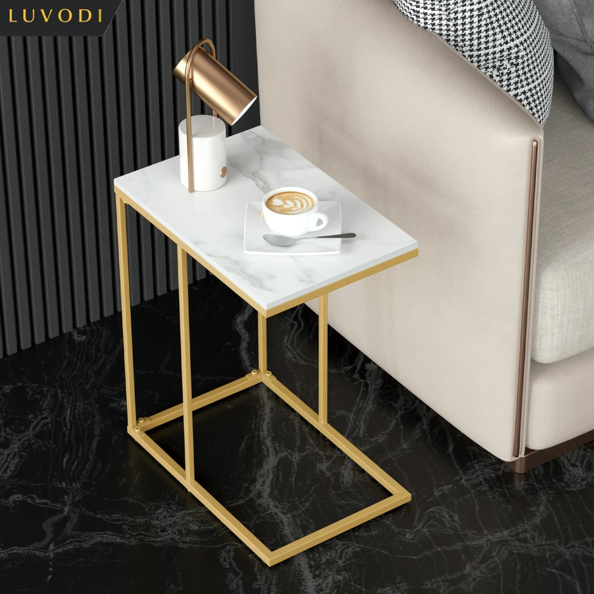 LUVODI Modern C-Shaped Sofa Side Table End Nightstand Desk for Home Laptop Storage Coffee Table Bedroom Furniture