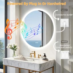 Round Bathroom Mirror 800x800mm with Bluetooth Wall Illuminated LED Vanity Mirror, Anti-Fog, Three Color Light, Memory Function