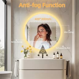 Round Bathroom Mirror 800x800mm with Bluetooth Wall Illuminated LED Vanity Mirror, Anti-Fog, Three Color Light, Memory Function
