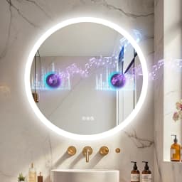 Round Bathroom Mirror 800x800mm with Bluetooth Wall Illuminated LED Vanity Mirror, Anti-Fog, Three Color Light, Memory Function