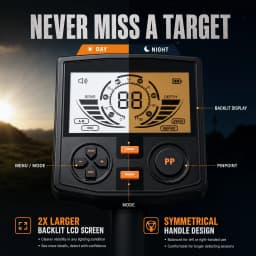 Professional Underground Metal Detector for Adults, 12" (30cm) Waterproof Coil High Precision, 5 Modes Dual Backlit LCD DSP, Adjustable 48-150cm for Gold Treasure Hunting