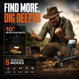 Professional Underground Metal Detector for Adults, 12" (30cm) Waterproof Coil High Precision, 5 Modes Dual Backlit LCD DSP, Adjustable 48-150cm for Gold Treasure Hunting