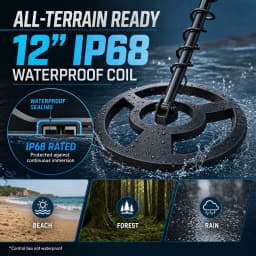 Professional Underground Metal Detector for Adults, 12" (30cm) Waterproof Coil High Precision, 5 Modes Dual Backlit LCD DSP, Adjustable 48-150cm for Gold Treasure Hunting