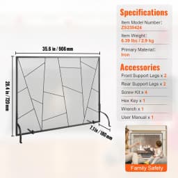 VEVOR Fireplace Screen 1/3 Panel Sturdy Iron Mesh Fireplace Screen Spark Guard Cover For Living Room Home Decor Modern/Vintage