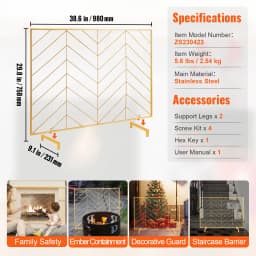 VEVOR Fireplace Screen 1/3 Panel Sturdy Iron Mesh Fireplace Screen Spark Guard Cover For Living Room Home Decor Modern/Vintage